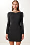Women's Black Basic Stretchy Knitted Mini Dress Ub00439