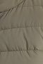 Men's Regular Fit Classic Cut Mock Neck Double Pocket Warm Khaki Puffer Jacket - 5