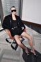 Limited Edition Siyah Dantel Garnili Kısa/Mini Party Şort TPRSS26SR00002 - 7