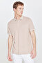 Men's Non-Shrinking Cotton Fabric Comfort Fit Relaxed Cut Beige-White Non-Curling Polo Neck Pocket T-Shirt