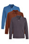 Men's 3-pack smoked brown-indigo standard fit regular cut cotton pique long sleeve sweatshirt