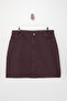 Bordo Yüksek Bel %100 Non-Stretch Pamuk A Shape Denim Etek TBBAW23AZ00042