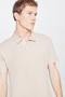 Men's Beige 100% Cotton Trendy Seasonal Ribbed T-Shirt Slim Fit Polo Collar - 4