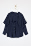Navy Blue Cape Detailed Modal Shirt Tdrss26Go00009 - 4