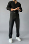 Black Stretchy Stretch Fabric Slim Fit Ankle-Length Men's Trousers Tmnss26Pl00019 - 2