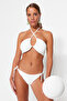 Beyaz Bağlamalı Dokulu Regular Bikini Altı TBESS23BA00222 - 2