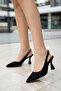 Black Suede Women's Classic Heeled Shoes 16835 - 3
