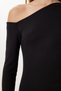 Women's Black Boat Neck Gathered Mini Knitted Dress Ub00442 - 5