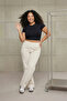 Ecru High Waist Wide Leg Comfort/Medium Stretch Thin Summer Plus Size Jeans Tbbss26Cj00002 - 5