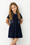 Lacivert Bebe Yaka Kız Çocuk Kısa / Mini Örme Elbise TKDSS26EL00003