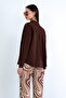 Brown Shirt Collar Front Tie Detail Poplin Blouse Alc-X15168 - 8