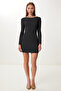 Women's Black Basic Stretchy Knitted Mini Dress Ub00439 - 2
