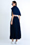 Navy Blue Soft Crush Textured Midi Skirt Alc-X15225 - 6