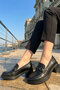Black Women's Loafer Shoes 21098 - 3