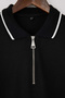 Siyah  Loose Fit Dokulu Yaka Çizgi Detaylı Fermuarlı Polo Yaka T-shirt TMNSS26PO00003 - 5