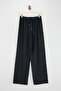 Siyah Keten Karışımlı Geniş Paça Tencel Pantolon TDRSS26PL00008 - 4