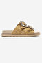 Dungeon Beige Straw Double-Strapped Stone Buckle Women's Slippers - 4
