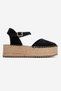 VİBA Black Suede Genuine Leather Women's Straw Wedge Sole Sandals - 6