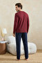 Burgundy Regular Fit Printed Knitted Pajamas Set Tmnaw26Pt00081 - 3