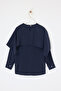 Navy Blue Cape Detailed Modal Shirt Tdrss26Go00009 - 5