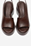 ROY Brown Leather Genuine Leather Women's Wedge Heel Sandals - 2
