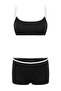 Siyah Bralette Kaplı Renk Bloklu Biyeli Normal Bel Şort Bikini Takımı TBESS26BT00066 - 3