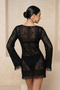 Siyah Premium Triko Ajurlu Süper Mini Transparan Plaj Elbisesi TBESS26EL00006 - 3