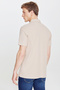 Men's Beige 100% Cotton Trendy Seasonal Ribbed T-Shirt Slim Fit Polo Collar - 5