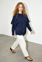 Navy Blue Cape Detailed Modal Shirt Tdrss26Go00009 - 2