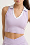 Lila Polo Yaka Dalgıç/Scuba Crop Örme Spor Üst/Bluz THMSS26BZ00006 - 2