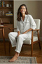 White Piping Viscose Woven Pajamas Set Thmaw21Pt0292