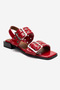 Blob Red Patent Leather Women's Sandals with Silver Buckle - 3