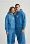 Unisex Oversize Bull Printed Premium Hooded Sweatshirt Blue - 2