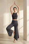 Antrasit Fırçalı Soft Kumaş Asimetrik Spor Yoga Pantolonu/Eşofman Altı THMSS26EA00001