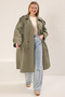 Açık Haki Uzun Oversize Büyük Beden Trençkot TBBSS25BM00002 - 7