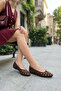 Brown Suede-Gold Women's Ballerinas 21265 - 2