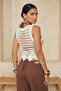 Ekru Premium Triko Ajurlu Crop Bisiklet Yaka Plaj Bluz TBESS26BZ00011 - 3