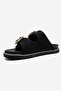Dungeon Black Knitted Double-Strapped Stone Buckle Women's Slippers - 6