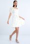 Yellow Watermelon Sleeve Lined Embroidered Scallop Woven Dress Alc-X15177 - 2