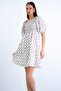 Brown Square Neck Watermelon Sleeve Front Gipeli Lined Inside Linen Mini Dress Alc-X15186 - 4