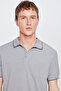 Men's Shrink-Resistant Cotton Fabric Regular Fit Comfortable Cut Gray Non-Roll Polo Collar T-Shirt with Pockets - 5