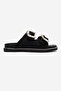 Dungeon Black Knitted Double-Strapped Stone Buckle Women's Slippers - 4