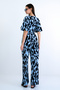 Blue-Navy Blue Double-Breasted Collar Cropped Blouse and Trousers Set Alc-X15210 - 7