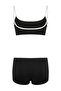 Siyah Bralette Kaplı Renk Bloklu Biyeli Normal Bel Şort Bikini Takımı TBESS26BT00066 - 4