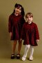 Girls' Collared Rose Textured Cotton Lined Special Occasion Dress