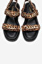 LOKET Black Yellow Patterned Women's Sandal with Chain Detail - 2