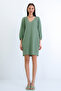 Khaki V-Neck Princess Sleeve Wrap Mini Dress Alc-X15160 - 5