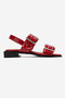 Blob Red Patent Leather Women's Sandals with Silver Buckle - 4