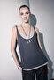 Limited Edition Antrasit Havuz Yaka Renk Bloklu Triko İnce Bluz TWOSS26BZ00297 - 2