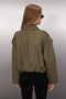 Khaki Oversized Fit Suede Bomber Thin Jacket Coat TWOAW26MO00125 - 4